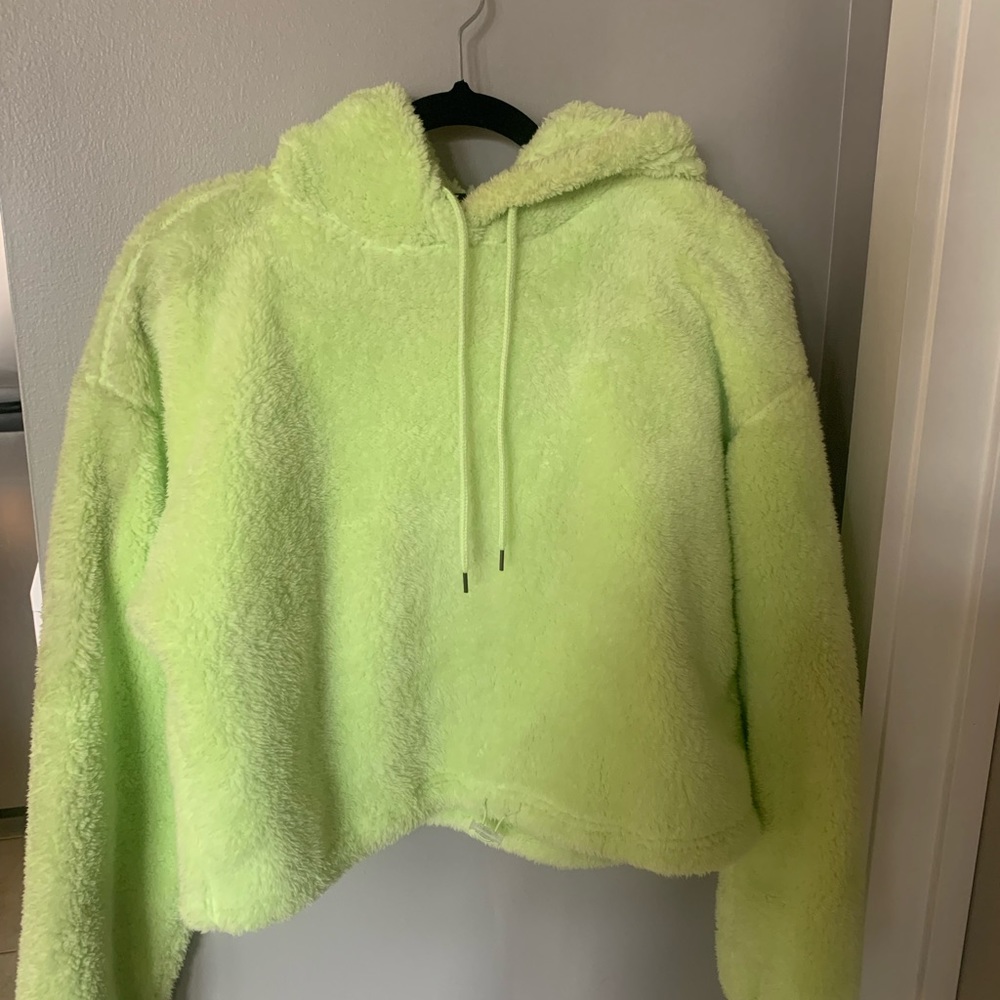 Neon green fuzzy sweatshirt